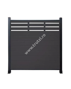 KIT GARD WPC GRI INCHIS MID TRELLIS 1800X1800MM, STALP 2300MM, RAMA ALUMINIU NEA