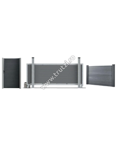 POARTA CULISANTA WPC TEC PRIVACY 5400X1900MM, STALP 2000MM, RAMA ALUMINIU ARGINT