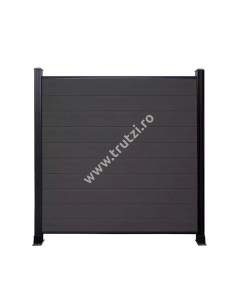 KIT GARD WPC GRI INCHIS PRIVACY 1800X1800MM, STALP 1800MM, RAMA ALUMINIU NEAGRA