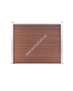 KIT GARD WPC MARO INCHIS PRIVACY 1800X1800MM, STALP 2300MM, RAMA ALUMINIU ARGINT