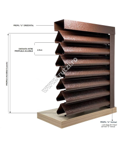 PROFIL U VERTICAL PERFORAT CU CLIPSE SI GAURI V-MAT STRUCTURAT, GRI RAL 7024