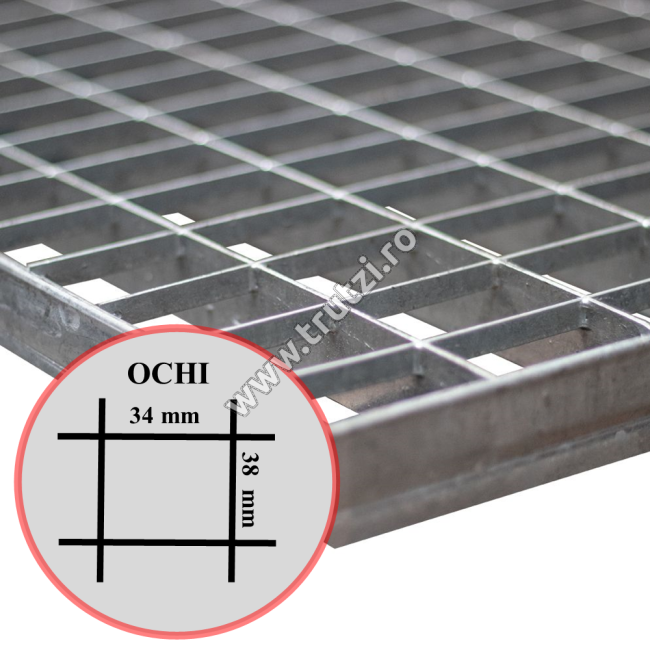 GRATAR ZINCAT 30X3mm, 2000X860 MM, OCHI 34X38 MM