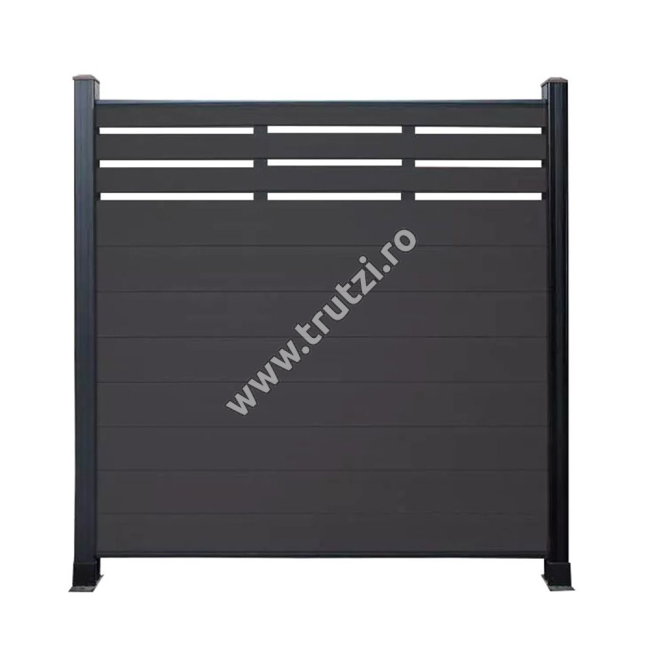 KIT GARD WPC GRI INCHIS MID TRELLIS 1800X1800MM, STALP 1800MM, RAMA ALUMINIU NEA