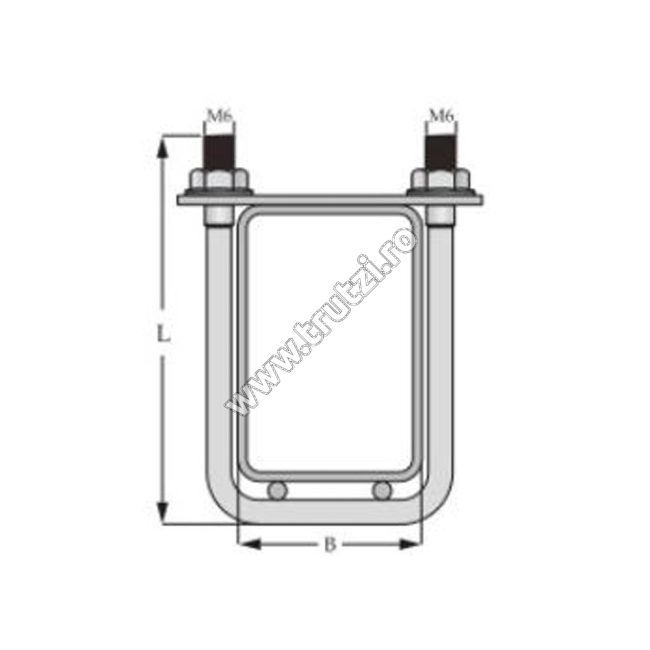 BRIDA PENTRU PRINDERE PANOURI BORDURATE M6X85MM PE STALP 60X40MM