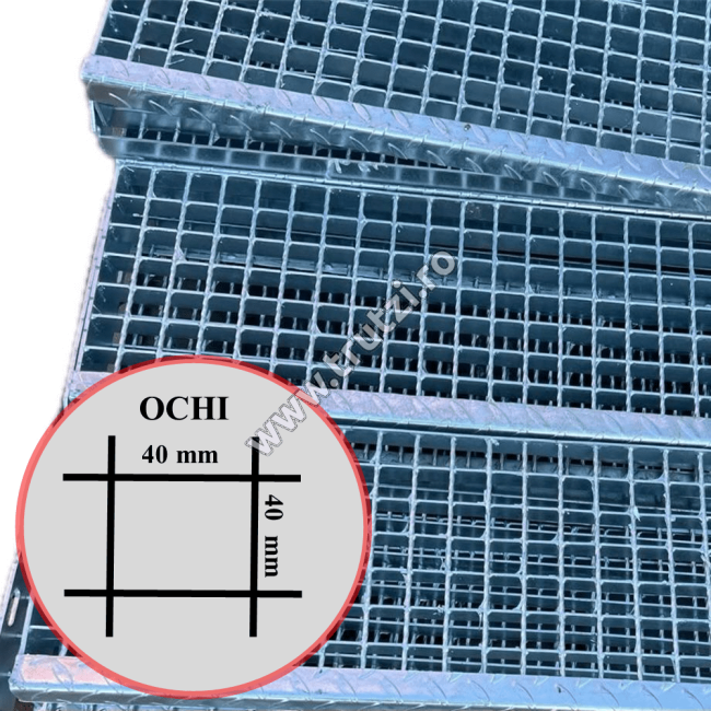 TREAPTA ZINCATA SPIRALATA, 30x3MM, 270x1000MM, OCHI 40x40MM