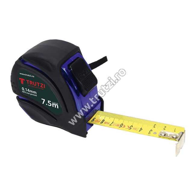 RULETA 7,5 M CU CARCASA DE CAUCIUC+ABS SI BANDA DE 25X0,14 MM