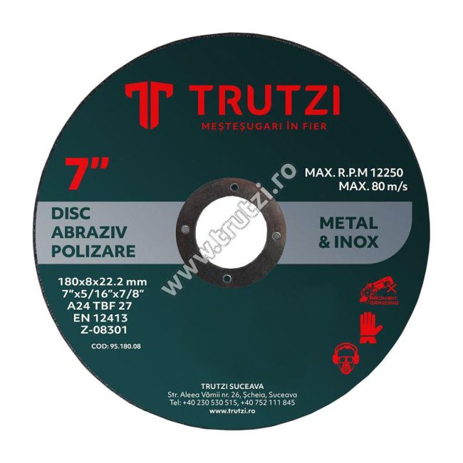 DISC ABRAZIV PT. POLIZAT 180X8.0X22.0MM